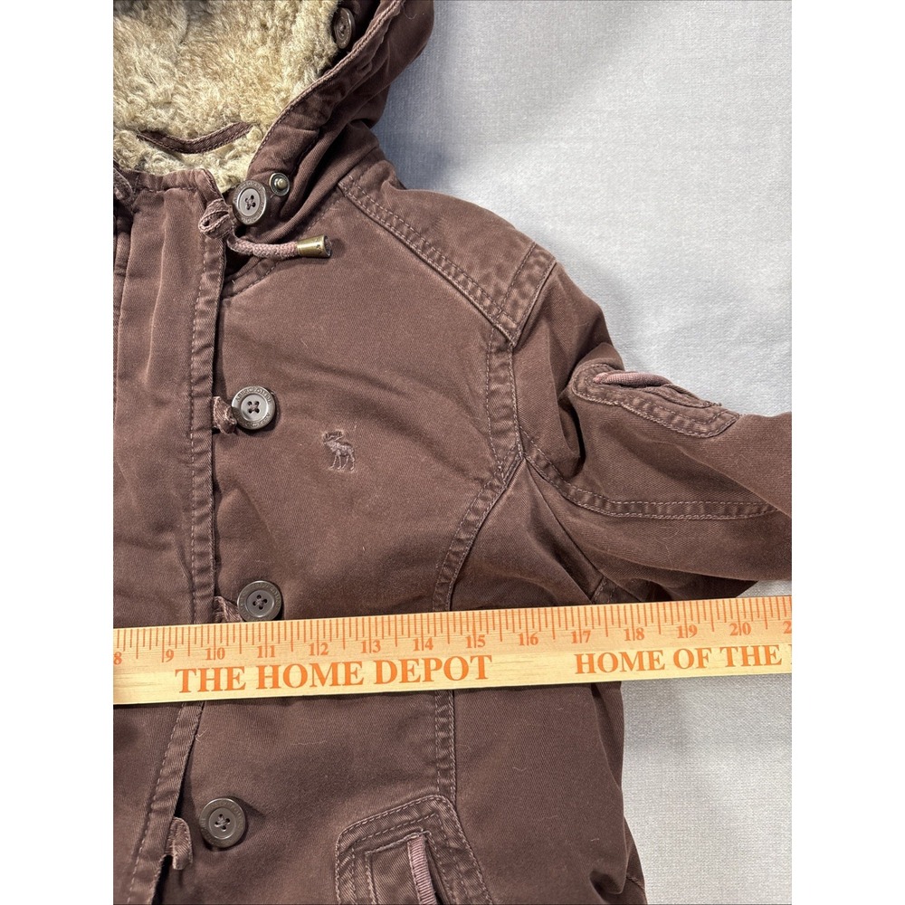 Vintage Abercrombie & Fitch Jacket Womens Large Brown Faux Fur Lined Bomber Y2K - Picture 9 of 11